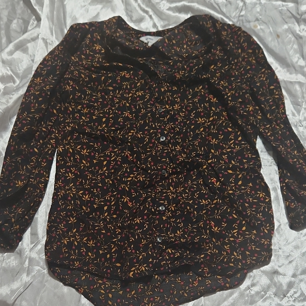 Old Navy Button Down Shirt - Black and Orange Floral